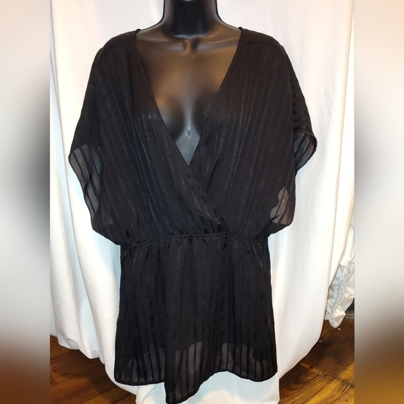 torrid Other - Torrid Bathing Suit Cover-Up Black Striped Sheer